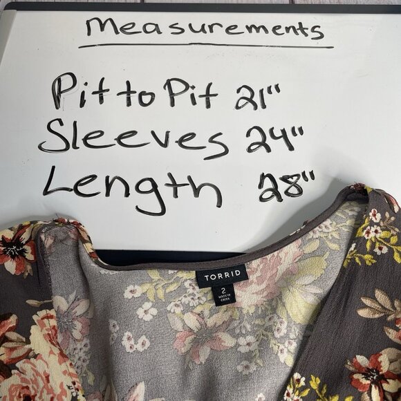 Torrid Floral Blouse - Gray and Pink - Picture 10 of 12